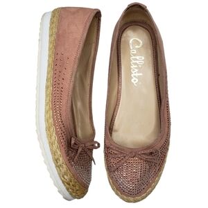 Callisto | Blush Pink Rhinestone Studded Almond Toe Slip On Espadrilles Womens 8